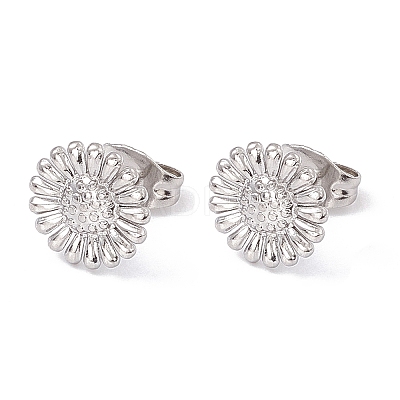 Non-Tarnish 304 Stainless Steel Sunflower Stud Earrings for Women EJEW-G338-05P-1