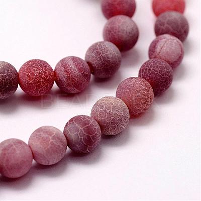 Frosted Natural Weathered Agate Beads Strands G-F367-8mm-04-1