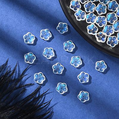 35Pcs Transparent Spray Painted Glass Beads GLAA-YW0001-75A-1