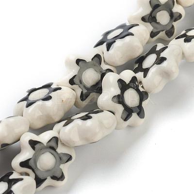 Handmade Porcelain Flower Beads Strands PORC-G006-16A-1