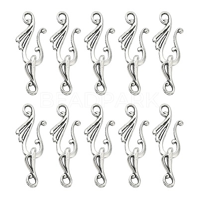 Tibetan Style Alloy Hook and Eye Clasps PALLOY-YW0003-25-1