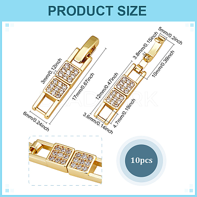 10Pcs Brass Micro Pave Clear Cubic Zirconia Watch Band Clasps KK-PH0014-30G-1