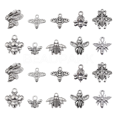 100Pcs 10 Style Tibetan Style Alloy Pendants TIBEP-CJ0001-76-1