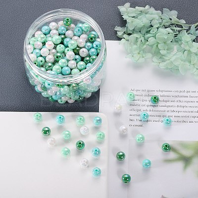 400Pcs 4 Colors Opaque Acrylic Beads MACR-SZ0001-79B-1