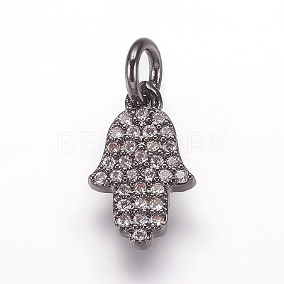 Brass Micro Pave Cubic Zirconia Charms Pendants ZIRC-K070-32B-1