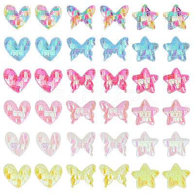 72Pcs 18 Style Fabric & Sequin Ornament  Accessories DIY-AR0002-23-1