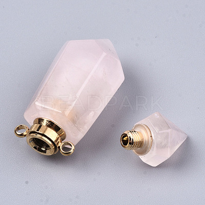 Faceted Natural Rose Quartz Pendants G-T131-15H-1