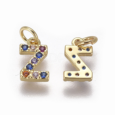 Brass Micro Pave Cubic Zirconia Charms ZIRC-L070-38Z-G-1