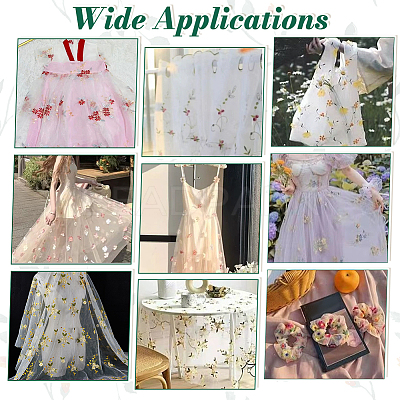 Flower Pattern Polyester Lace Fabic DIY-WH0061-021B-1