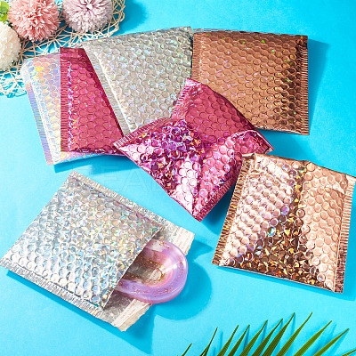 20Pcs 4 Colors Double-faced Laser Bubble Packaging Bags AJEW-TA0001-87-1