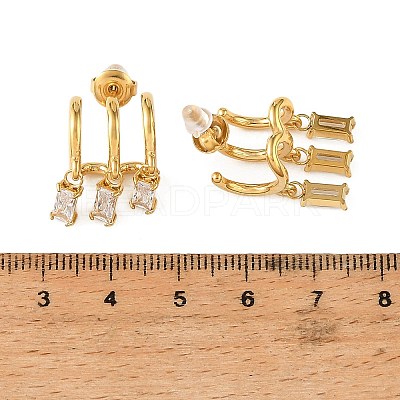 304 Stainless Steel Cubic Zirconia Dangle Stud Earrings for Women SA-CBA183D-11A-G-1