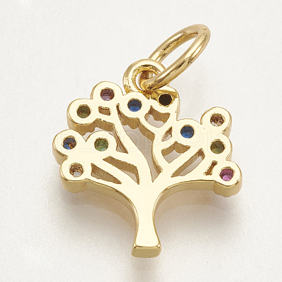 Brass Micro Pave Cubic Zirconia Charms X-ZIRC-S061-56G-1