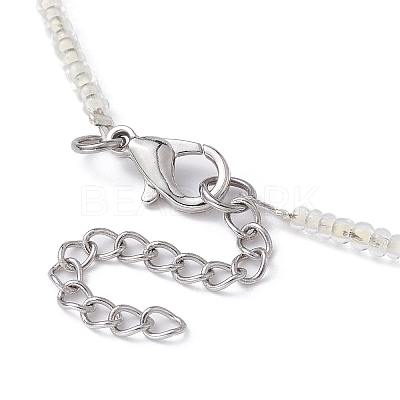 Glass Star & Seed Beaded Necklace NJEW-JN04364-1
