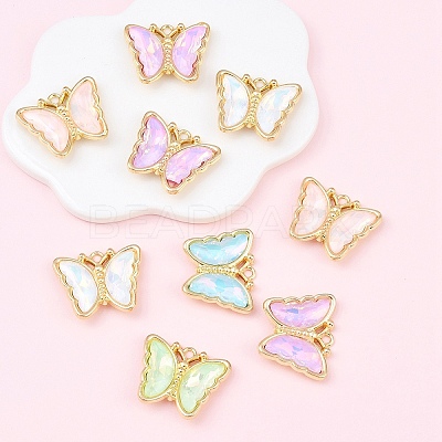 10Pcs Alloy Glass Pendants GLAA-YW0005-19-1