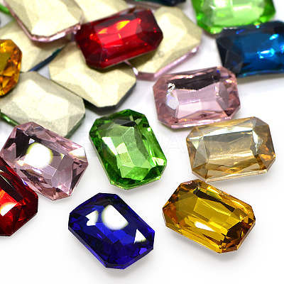 Faceted Rectangle K9 Glass Pointed Back Rhinestone Cabochons RGLA-A017-13x18mm-SM-1