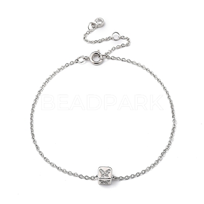 Brass Micro Pave Clear Cubic Zirconia Charms Bracelets BJEW-JB05400-1