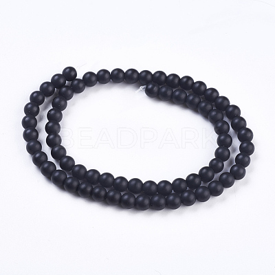 Synthetic Black Stone Bead Strands X-G-R345-6mm-38-1-1