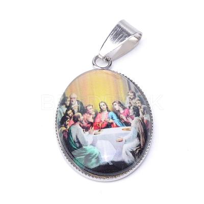Jesus & Virgin Mary Theme Glass Pendants GLAA-R193-P-1