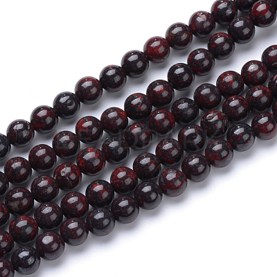 Natural Bloodstone Beads Strands X-G-R411-06-4mm-1