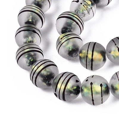 Frosted Handmade Foil Glass Beads Strands FOIL-Q002-02E-1