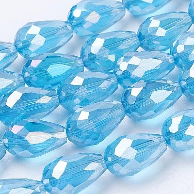 Electroplate Glass Beads Strands EGLA-D015-12x8mm-22-1