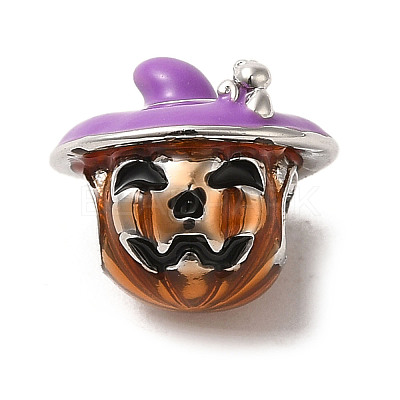 Halloween Brass Enamel European Beads X1-KK-A203-04B-P-1