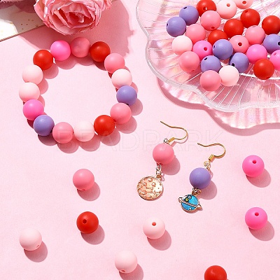 Pink Theme 90Pcs 5 Colors Food Grade Eco-Friendly Silicone Beads SIL-YW0001-43-1