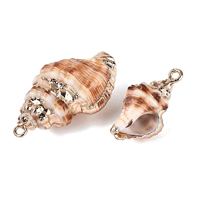 Electroplate Natural Spiral Shell Pendants SSHEL-Q100-39G-1