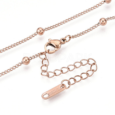 Ion Plating(IP) 304 Stainless Steel Satellite Chain Necklace for Men Women NJEW-E076-01RG-1