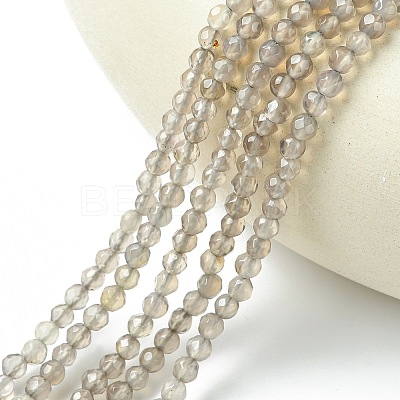 Natural Grey Agate Round Beads Strand G-L084-4mm-08-1