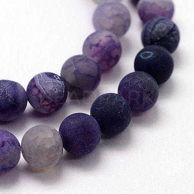 Frosted Natural Weathered Agate Beads Strands G-F374-8mm-01-1