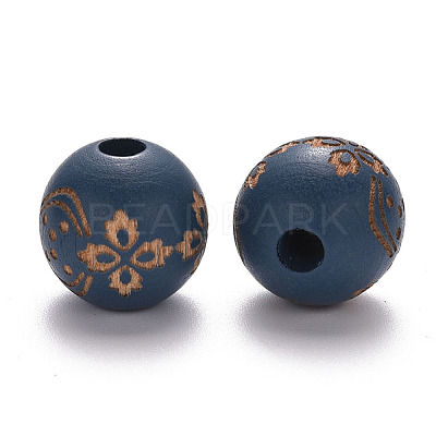 Painted Natural Wood Beads WOOD-N006-03B-07-1