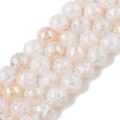 Electroplated Crackle Glass Beads Strands EGLA-N014-10mm-02-1