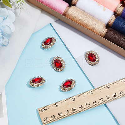 4Pcs 1-Hole Alloy Glass Shank Buttons FIND-DR0001-99D-1