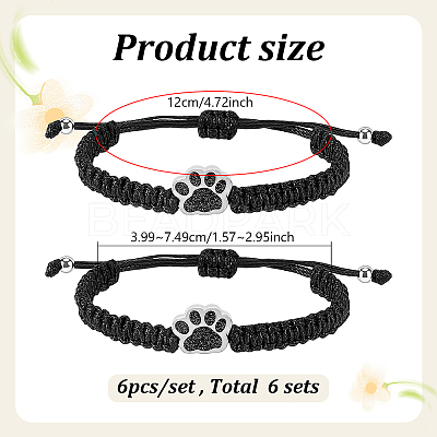 6Pcs Waxed Polyester Cord Bracelets BJEW-WA00003-1