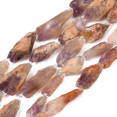 Raw Rough Natural Purple Phantom Quartz Purple Lodolite Quartz Beads Strands G-A305-A02-01-1