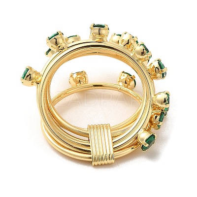 Brass Micro Pave Cubic Zirconia Finger Rings RJEW-P098-14G-1