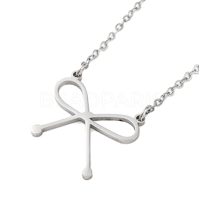 Non-Tarnish 304 Stainless Steel Bowknot Pendant Necklaces for Women NJEW-S434-01P-1