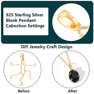 925 Sterling Silver Hollow Charms Cabochon Settings STER-BC0002-37-1