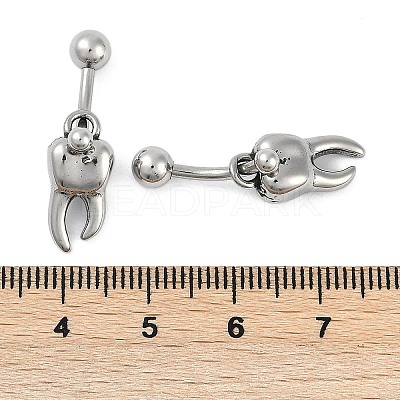 Tooth 316 Surgical Stainless Steel Dangle Belly Button Rings EJEW-G416-13AS-1
