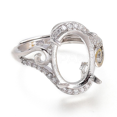 Adjustable Brass Micro Pave Clear Cubic Zirconia Solitaire Ring Settings ZIRC-I049-10-1