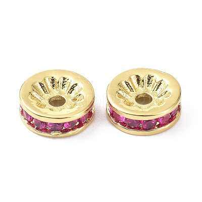 Brass Fuchsia Cubic Zirconia Beads ZIRC-C022-08G-1