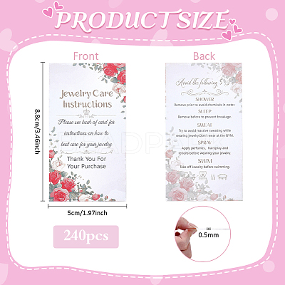 240Pcs Floral Print Paper Care Instructions Cards AJEW-FG0005-62A-1