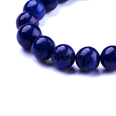 Natural Dyed Lapis Lazuli Round Beaded Stretch Bracelet BJEW-F203-11-1