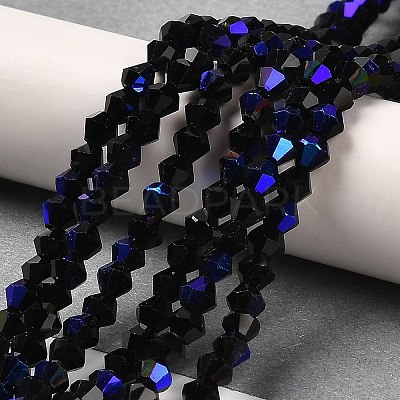 Transparent Electroplate Glass Beads Strands GLAA-F029-2mm-D02-1