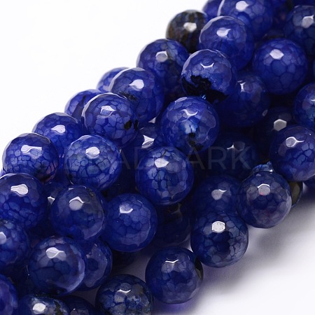 Dyed Natural Agate Faceted Round Beads Strands X-G-E320E-12mm-08-1