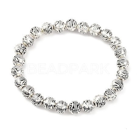 Alloy Round Beaded Stretch Bracelets for Women BJEW-JB12569-01-1