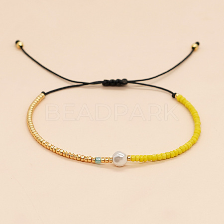 Adjustable Glass Seed Beads Braided Bead Bracelets for Women UG7337-2-1