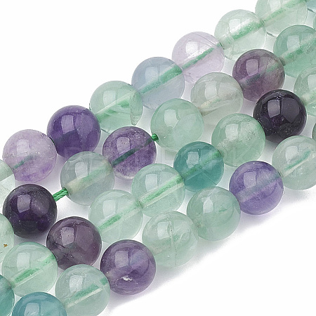 Natural Fluorite Beads Strands G-S333-10mm-006-1