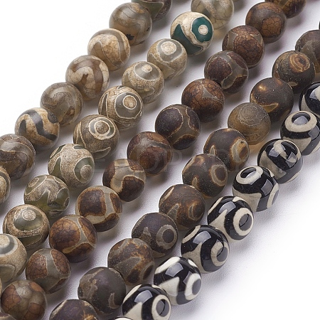 Tibetan Style dZi Beads G-G039-8mm-M-1
